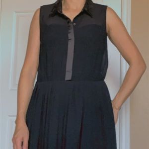 Black See Through Pleaded Skirt One Piece